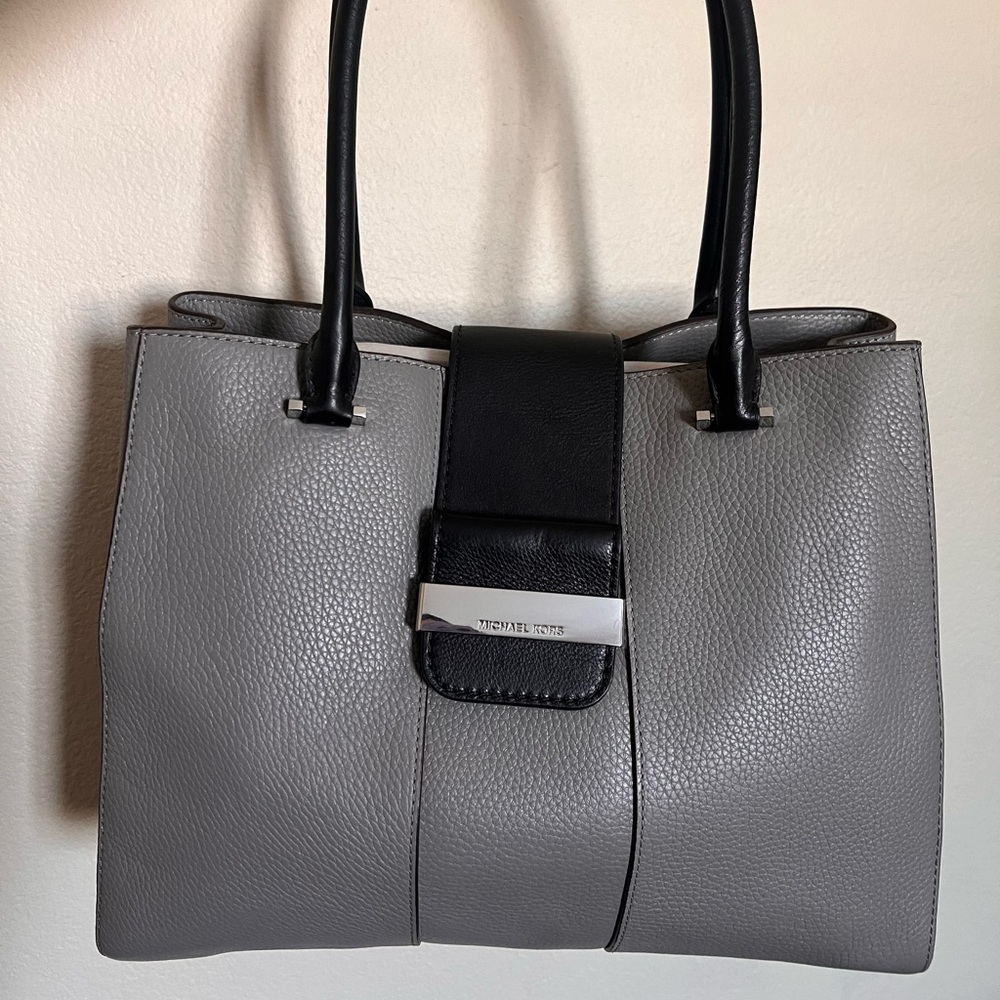 NWT MICHAEL KORS MARLEEN Work Tote Bag - Leather - STLGREY/BLK